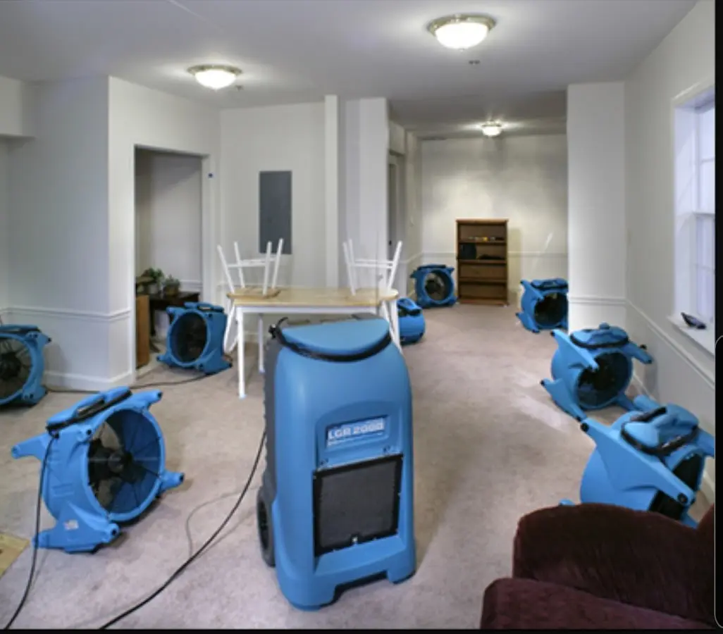 Air movers and dehumidifier setup for Water Damage Restoration in Fort Myers Beach
